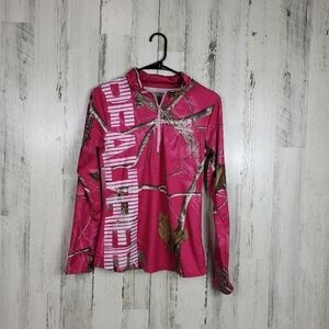 womans realtree pink long sleeve quarter zip shirt size medium